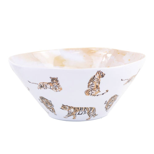 Tiger Love Melamine Bowl   White/Multi   10"