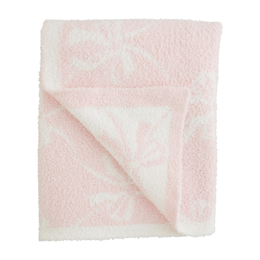 Pink Bow Chenille Blanket 34"x18"