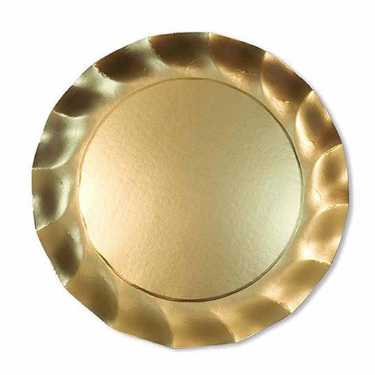 Satin Gold Wavy Dinner Plates 8pkg