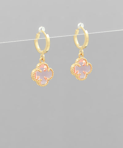 Light Pink Glass Clover Shop Dangle Earring