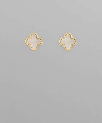 Mother of Pearl Clover Stud Earrings