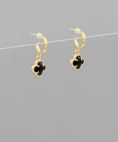 Black Clover Shape Dangle Earrings